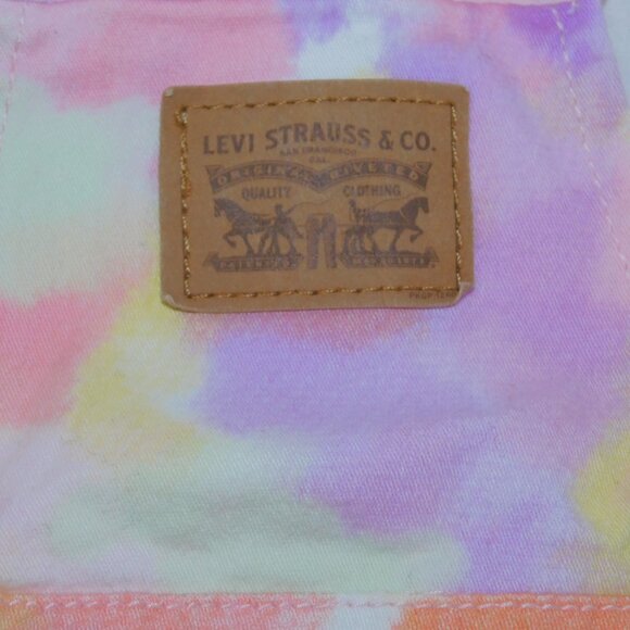 Levi's Baby Girl 24m Pink Yellow Purple Tie Dye Shortalls Short Overalls - Picture 6 of 12